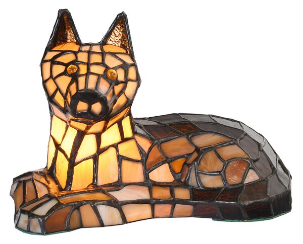 Clayre & Eef Lampada da tavolo Tiffany Dog 25x13x17 cm Vetro marrone