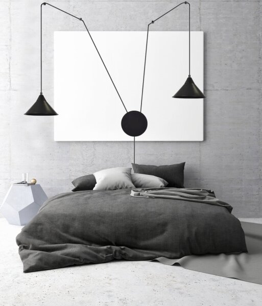 Lampadario a sospensione con filo ABRAMO 2xE27/15W/230V nero