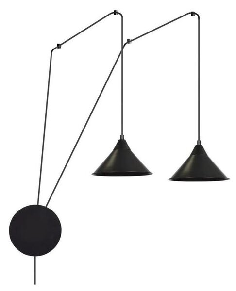 Lampadario a sospensione con filo ABRAMO 2xE27/15W/230V nero
