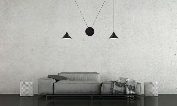 Lampadario a sospensione con filo ABRAMO 2xE27/15W/230V nero