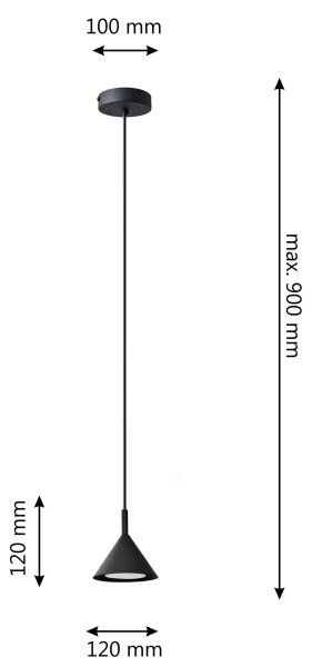Lampadario a sospensione con filo ETNA 1xGX53/15W/230V nero