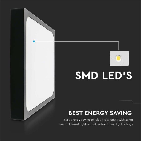 Plafoniera LED da bagno LED/30W/230V 6500K IP44 42x42 cm nero