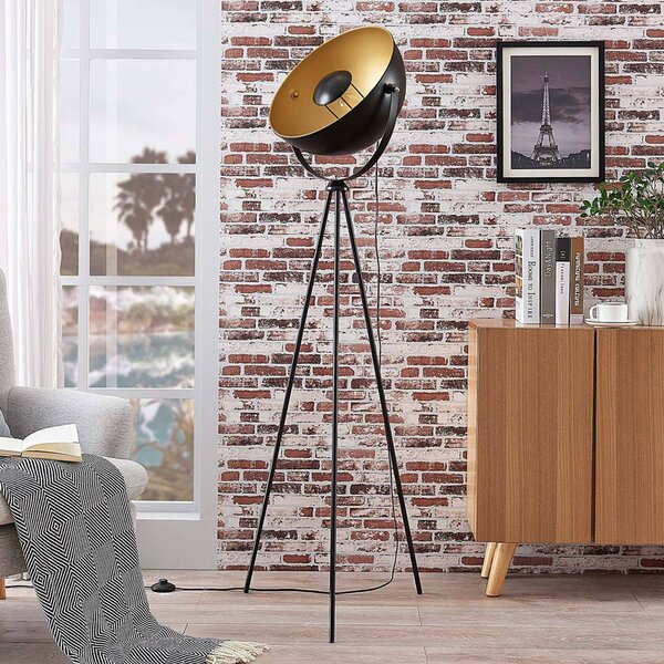 Lampada da terra Meline Lindby, Nero, Soggiorno / Sala da pranzo, Metallo, Moderno, Lampada da terra