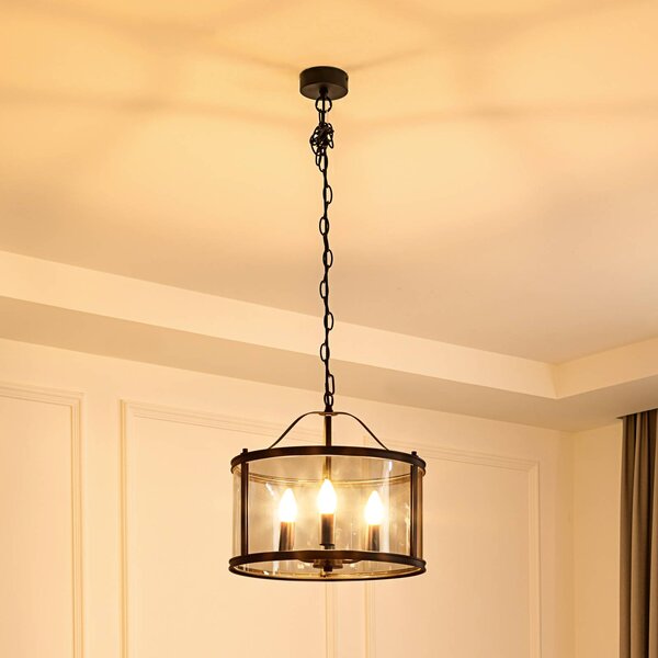 Lampada a sospensione Eryk Lucande, dimmerabile, Nero, Soggiorno / Sala da pranzo, Metallo, Industriale, Lampada a sospensione