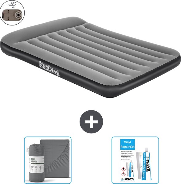 Materasso gonfiabile Bestway - Letto alla francese - 137 x 191 x 30 cm - Grigio - Accessori inclusi