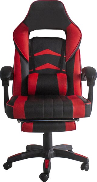 Sedia da ufficio Aga Nero - Rosso con poggiapiedi