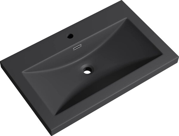 Doporro Lavabo ad Incasso Soprapiano Lavabo Bagno da Appoggio Rettangolare 76,5x48x13 cm Antracite Opaco, Lavandino in Marmoresina con Foro Rubinetto e Troppopieno Colossum01