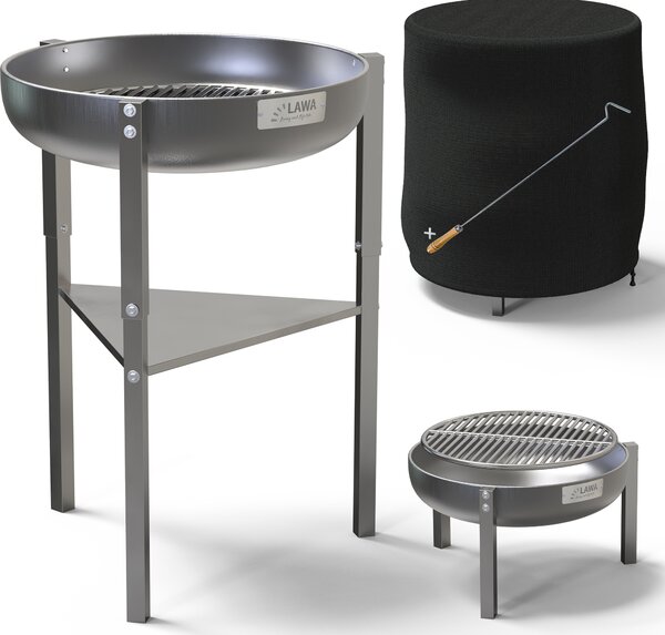 304 / V2A ciotola per fuoco in acciaio inox 60 cm con 3 altezze Fossa di fuoco da giardino braciere grill patio fuoco