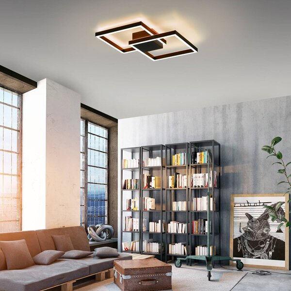 Q-Smart-Home Plafoniera smart Q-MARKO, dimmerabile, Nero, Soggiorno / Sala da pranzo, Alluminio, Moderno