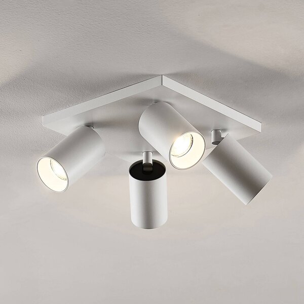 Arcchio Faretto Brinja, bianco, angolare, Ø 6 cm, a 4 luci, GU10 Brinja Arcchio, dimmerabile, Bianco / Opale, Corridoio, Alluminio, Moderno, Faretto