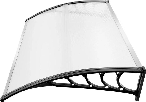 Tettoia per porta d'ingresso - Tettoia per ingresso - Pannello in PVC - Supporti in alluminio - Protezione dalla pioggia per esterni - Trasparente