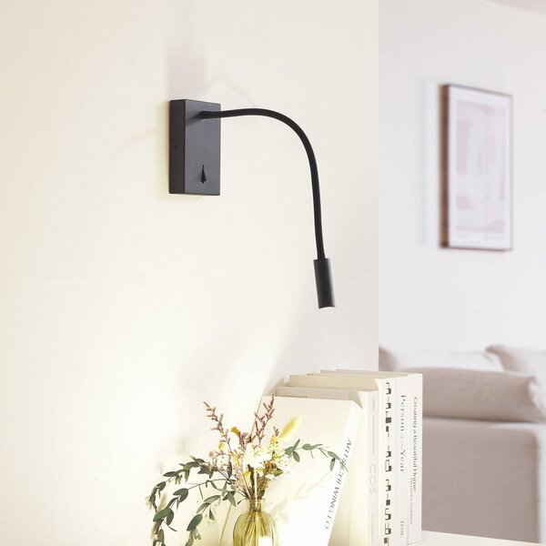 Applique da parete a LED Hetti Lucande, Nero, Camera da letto, Metallo, Applique a LED