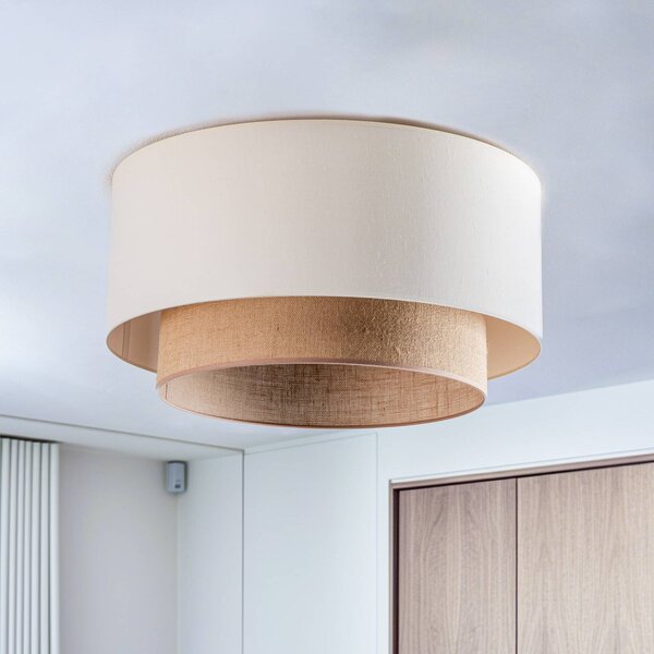 Plafoniera soffitto Boho Duolla, dimmerabile, Crema / Ambra, Camera da letto, Tessuto / Stoffa / Seta, Plafoniera