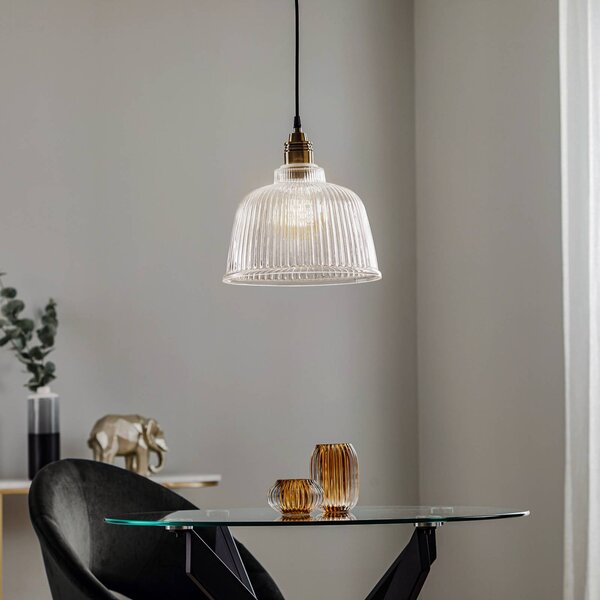 Lampada a sospensione in vetro Leana Euluna, dimmerabile, Chiaro / Trasparente, Soggiorno / Sala da pranzo, Vetro, Lampada a sospensione