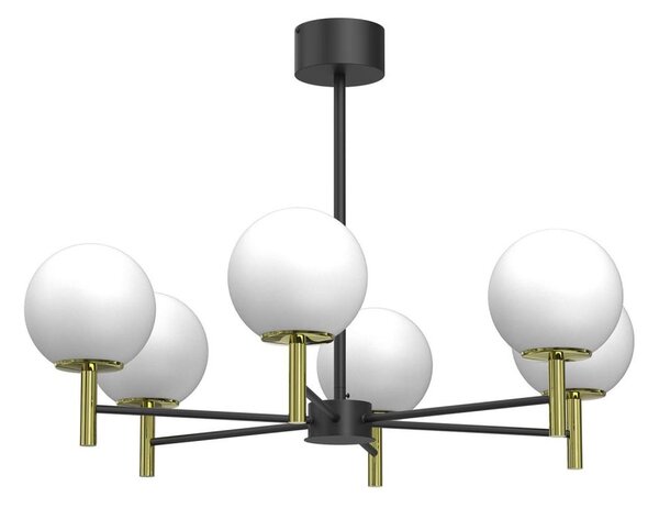 Lampadario a sospensione con supporto rigido AWINION 6xE27/15W/230V bianco/oro/nero