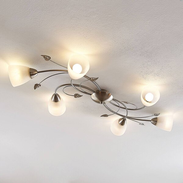 Plafoniera soffitto Yannie Lindby, dimmerabile, Alluminio / Grigio / Zincato, Soggiorno / Sala da pranzo, Metallo, Antico, Plafoniera