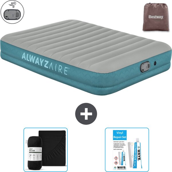 Materasso gonfiabile Bestway Alwayszair - 2 persone -152 x 203 x 36 cm - Grigio/Blu - Accessori inclusi