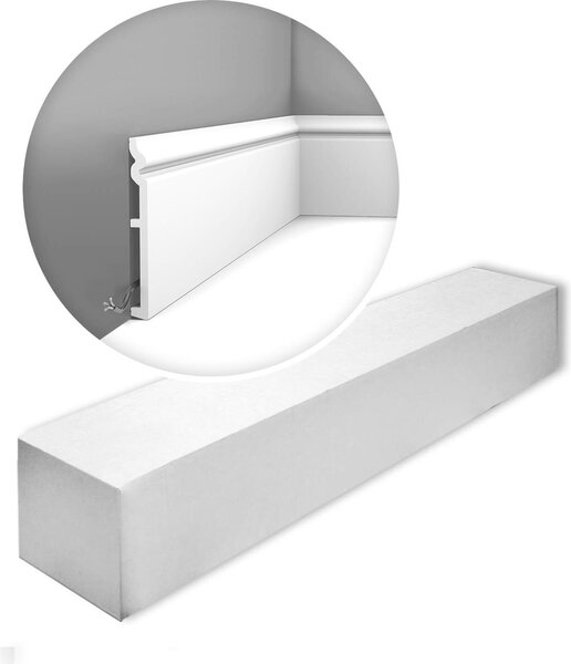 Orac Decor SX206-box LUXXUS CONTOUR1 cartone con 9 strisce decorative Battiscopa per pavimenti stile classico colore bianco | 18 m