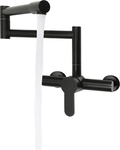 Rubinetto da cucina - Montaggio a parete Miscelatore monocomando - Ruotabile a 360° - Ottone - Per lavello - Dimensione L - Nero