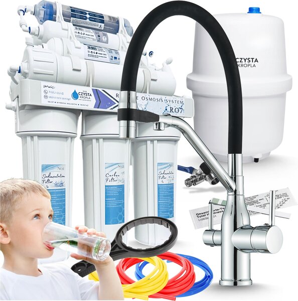 Rubinetto da cucina a 3 vie Ari Magneto con doccetta estraibile, doppia uscita per acqua filtrata, cromato, miscelatore lavello moderno