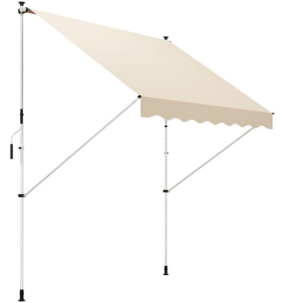 Outsunny Tenda avvolgibile da sole a bracci per balcone con manovella, tenda da sole per esterni in metallo e poliestere, 3x1.5m, beige | Aosom Italy