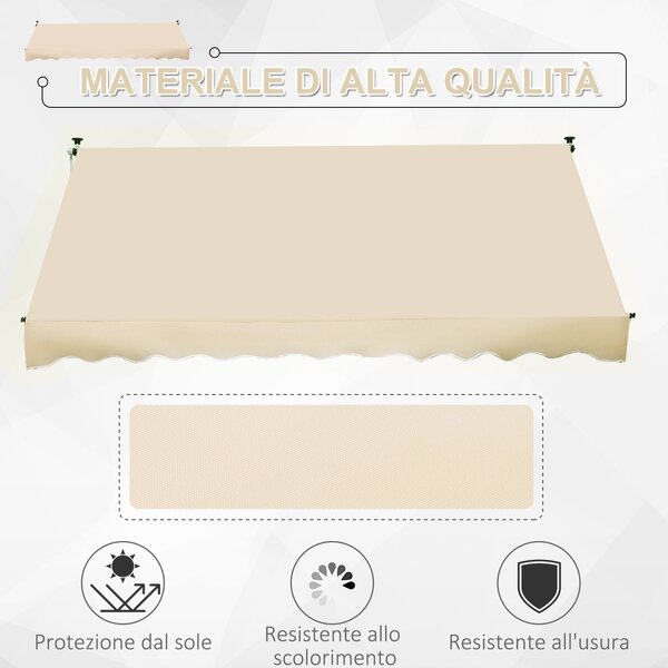 Outsunny Tenda avvolgibile da sole a bracci per balcone con manovella, tenda da sole per esterni in metallo e poliestere, 3x1.5m, beige | Aosom Italy