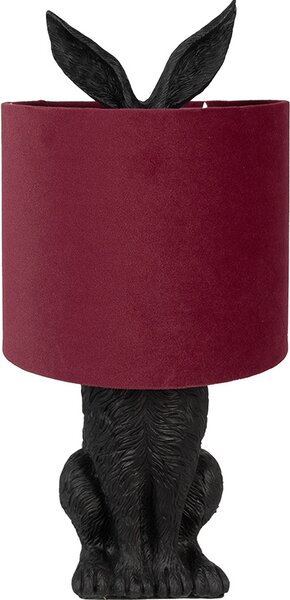 Clayre & Eef Lampada da tavolo Rabbit Ø 20x43 cm Nero Rosso Plastica