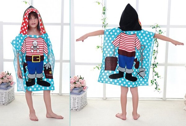 Poncho da spiaggia per bambini con pirata