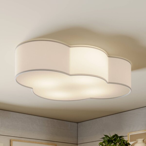 TK Lighting Plafoniera Cloud, bianca, tessuto, lunghezza 62 cm, E27, a 4 luci