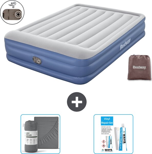 Materasso gonfiabile Bestway - 2 persone - 152 x 203 x 46 cm - Grigio/Blu - Accessori inclusi