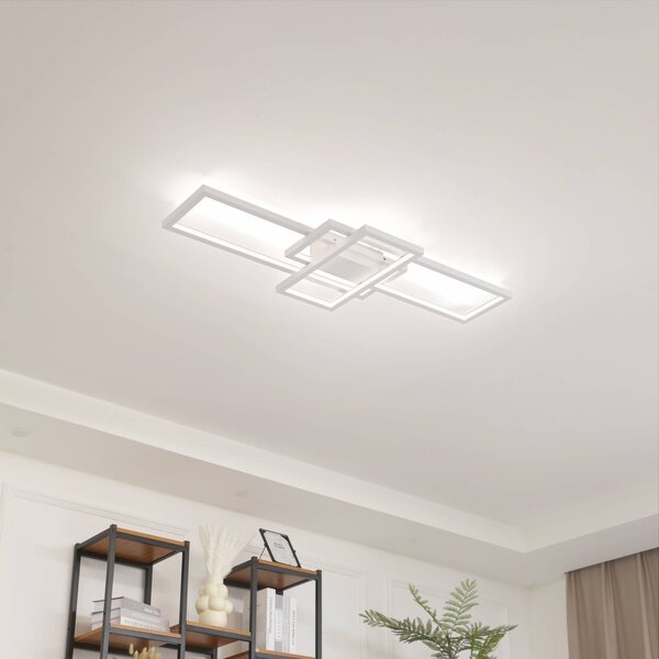 Plafoniera a LED Poppy Lindby, dimmerabile, Bianco / Opale, Soggiorno / Sala da pranzo, Alluminio, Moderno, Plafoniera LED