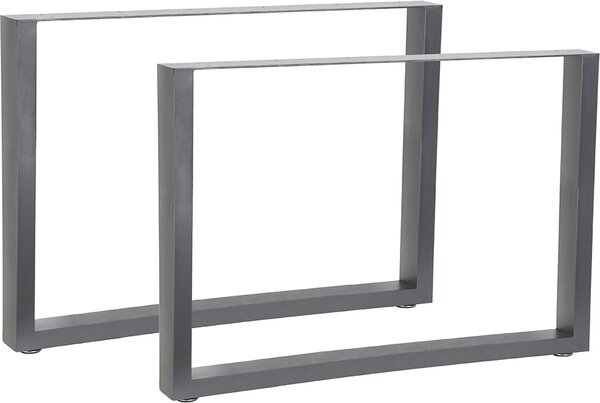 Set di 2 pattini per tavolo in acciaio 100×72 cm grigio, stile industriale, protezioni per il pavimento