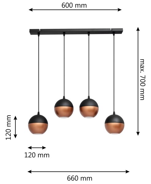 Lampadario LED a sospensione con filo MIDWAY 4xGU10/4,8W/230V nero/rame