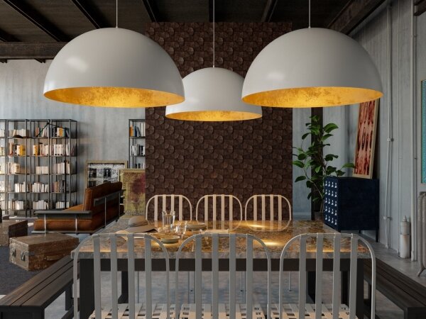 Lampadario a sospensione con filo SFERA 1xE27/60W/230V diametro 50 cm grigio/oro