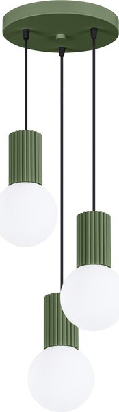 Lampada a sospensione HALO 3P verde oliva 3xG9 8W alluminio/vetro 125x25x25cm Sollux Lighting