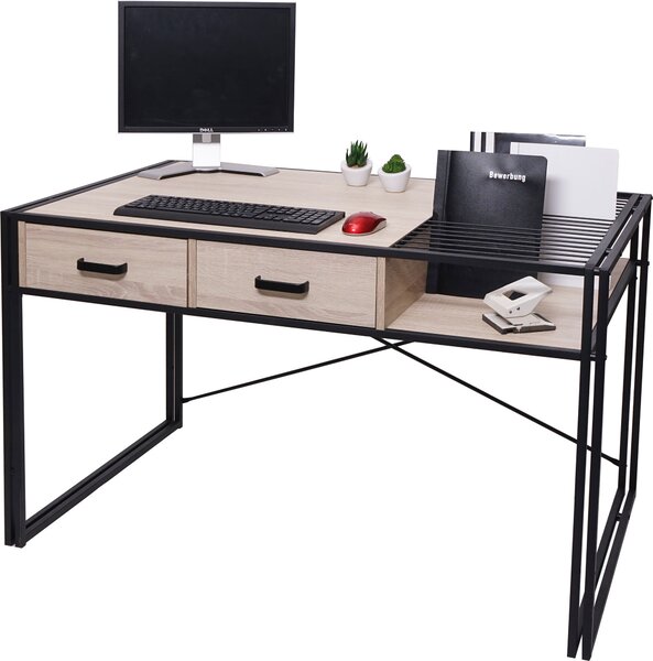 Scrivania MCW-H91, scrivania da ufficio e da computer, stile industriale 76x120x70 cm ~ effetto rovere