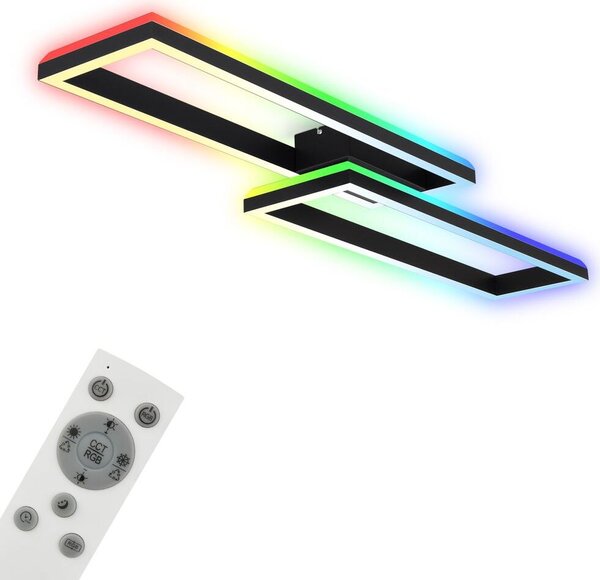 BRILONER - Lampada da soffitto RGB, lampada da soffitto retroilluminata a LED, dimmerabile, temperatura colore regolabile, cornice LED RGB, telecomando, nero
