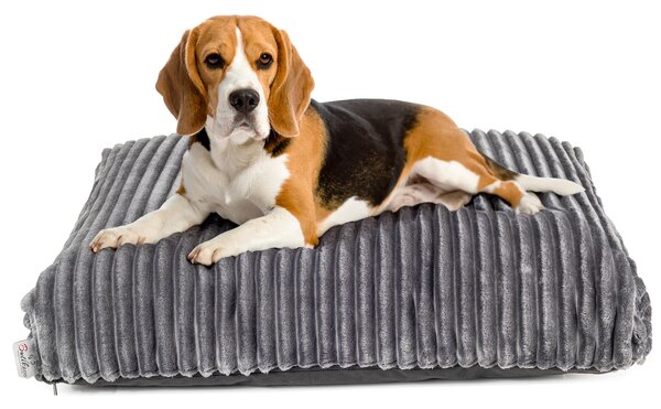 Lettino per cani Boutique ZOO XL 95x75 cm | cuscino lavabile per cani | imbottitura in silicone | aspetto scamosciato | grigio