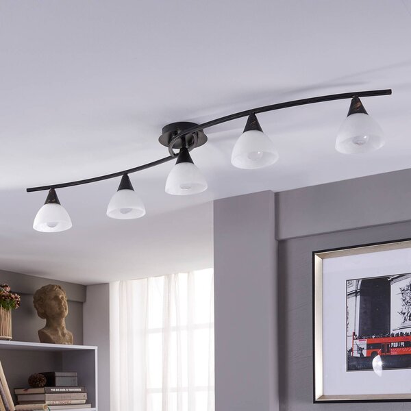 Plafoniera soffitto Della Lindby, dimmerabile, Nero, Soggiorno / Sala da pranzo, Vetro, Campagna / Rustiche, Plafoniera