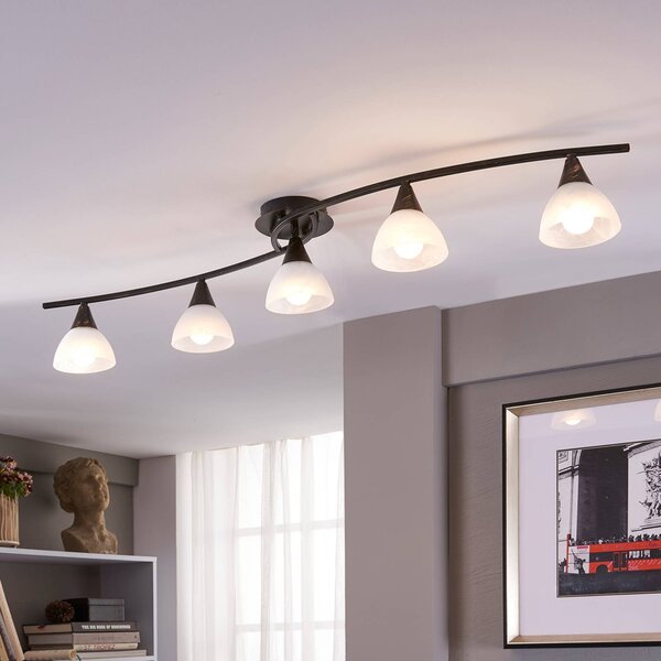 Plafoniera soffitto Della Lindby, dimmerabile, Nero, Soggiorno / Sala da pranzo, Vetro, Campagna / Rustiche, Plafoniera