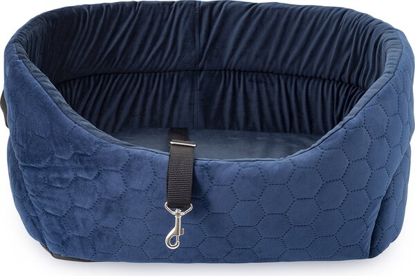 Seggiolino universale per cani lavabile e resistente alle abrasioni, seggiolino per cani per sedile anteriore, L: 56 x 48 x 22 cm, blu - camoscio - velluto