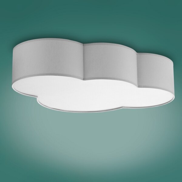 Plafoniera per bambini CLOUD 4xE27/15W/230V grigio