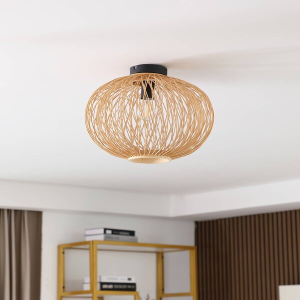 Plafoniera soffitto Solvira Lindby, dimmerabile, Legno chiaro, Soggiorno / Sala da pranzo, bambù, Scandinavo, Plafoniera