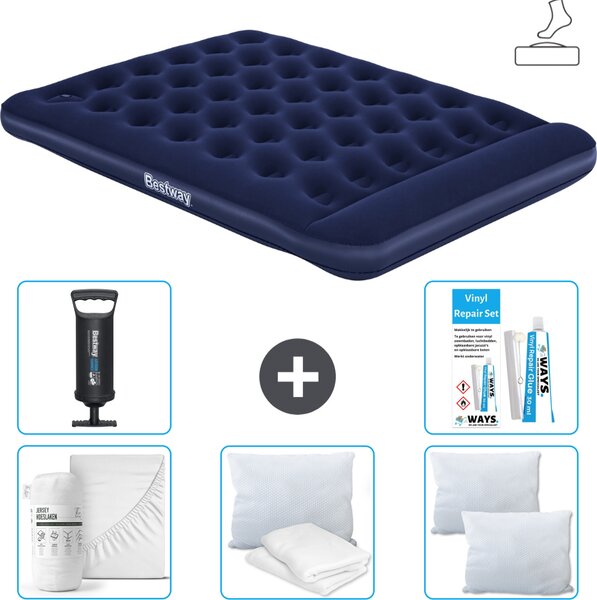 Materasso gonfiabile Bestway - 2 persone - 152 x 203 x 28 cm - Blu - Accessori inclusi