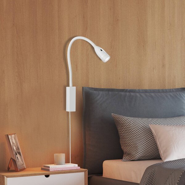 FISCHER & HONSEL Applique da parete a LED Sten, dimmerabile, Bianco / Opale, Camera da letto, Metallo, Moderno, Applique a LED