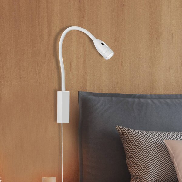 FISCHER & HONSEL Applique da parete a LED Sten, dimmerabile, Bianco / Opale, Camera da letto, Metallo, Moderno, Applique a LED