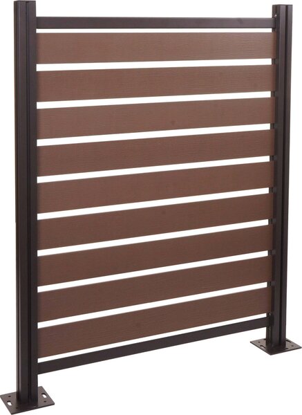 Recinzione per bidoni della spazzatura in alluminio MCW-K57, elemento base rivestimento per bidoni della spazzatura, effetto legno espandibile 130x110x6 cm ~ marrone