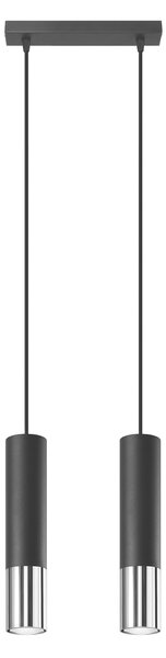 Lampada a sospensione LOOPEZ 2 nero/cromo 2xGU10 10W acciaio 90x6x30cm Sollux Lighting