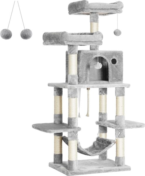 FEANDREA, tiragraffi con palle di pelo, 150 cm, grigio chiaro