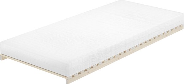 Letto basso senza metallo, rete a doghe extra-lunghe 90x220, abete rosso non trattato V-60.97-09-220